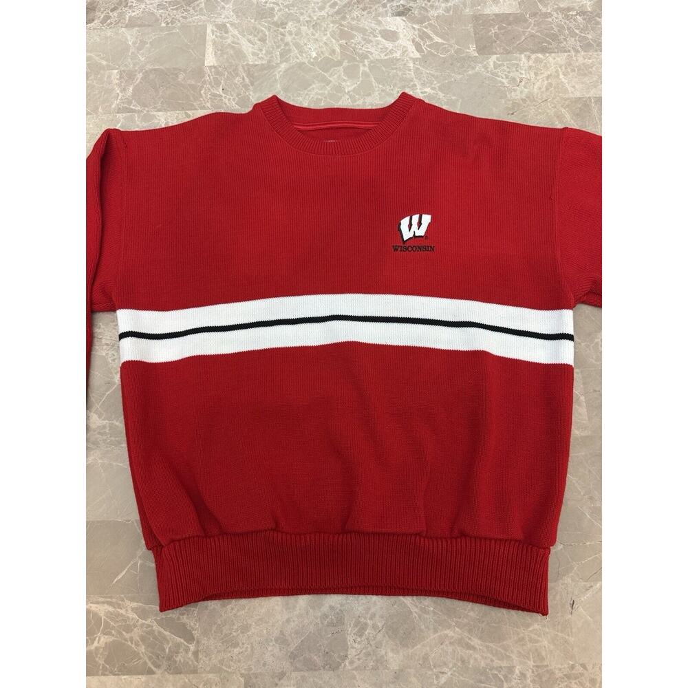 Vintage Dehen Wiconsin University Badgers Mens Medium Sweater Red Logo
